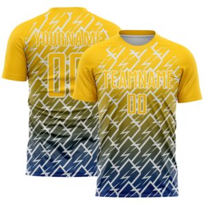 Custom Yellow Royal-White Lightning Sports Sublimation Soccer Uniform Jersey